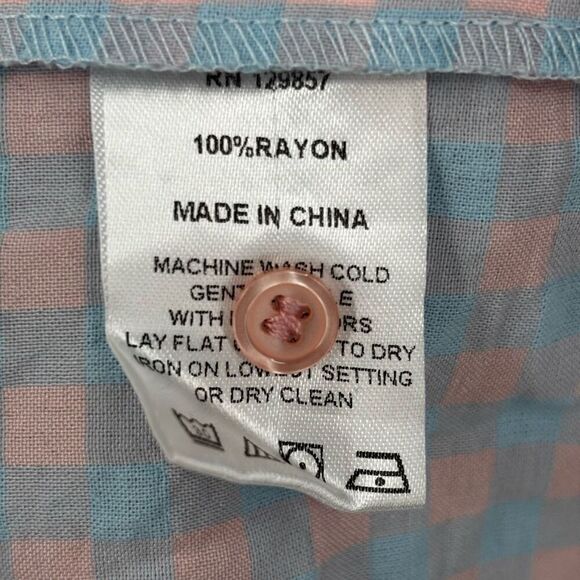 The Shirt Rochelle Behrens The Hillary Dress Blue/Pink‎ Plaid Size Small NWT - Picture 9 of 10